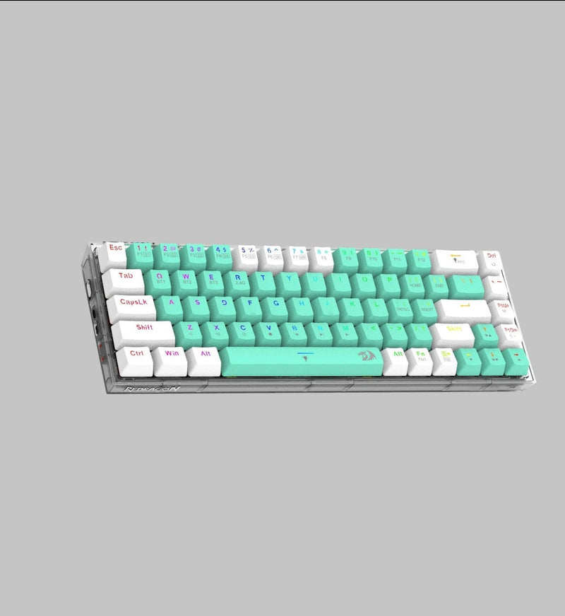 Redragon Castor Pro Wired/2.4G/BT 68-Keys RGB Gaming Keyboard - Yellow Switch (Green/White) (K631RGB-PRO-GW) - DataBlitz