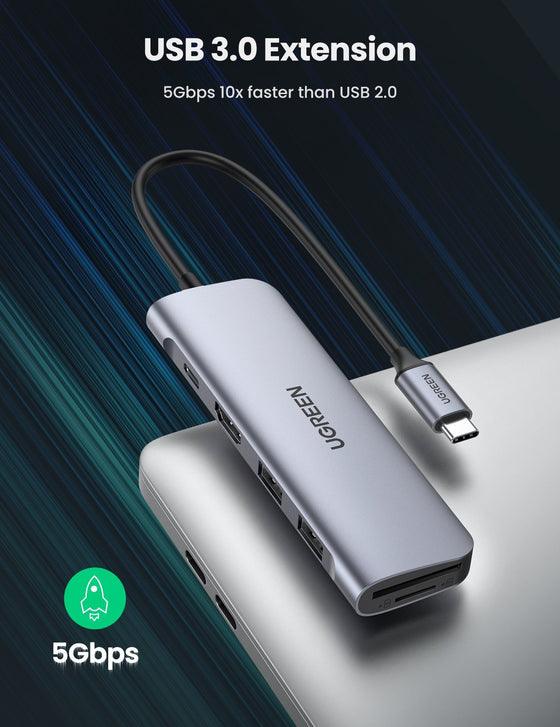 UGREEN USB-C 6-IN-1 MULTIFUNCTIONAL ADAPTER (SPACE GRAY) (CM195/70411) - DataBlitz