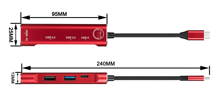 AKITOMO NSW COZYSMART USB 3.1 TYPE-C 4 IN 1 MULTI-PORTS HUBS (RED) - DataBlitz