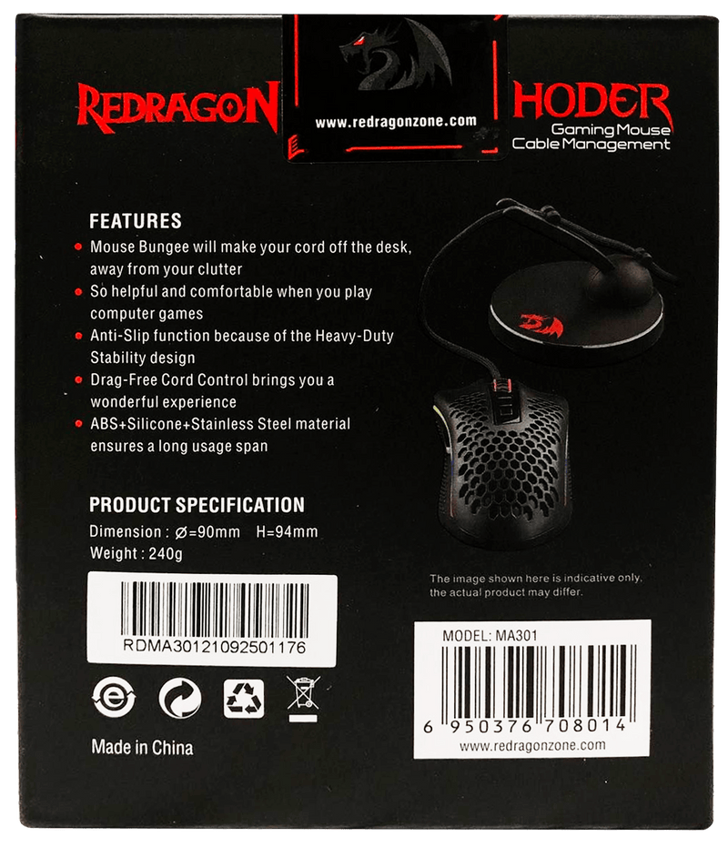 REDRAGON HODER GAMING MOUSE CABLE MANAGEMENT (BLACK) (MA301) - DataBlitz