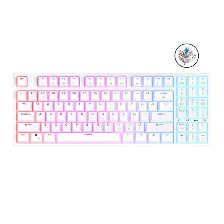 ROYAL KLUDGE RK92 Tri-Mode RGB 92 Keys Hot Swappable Mechanical Keyboard White (Blue Switch) - DataBlitz