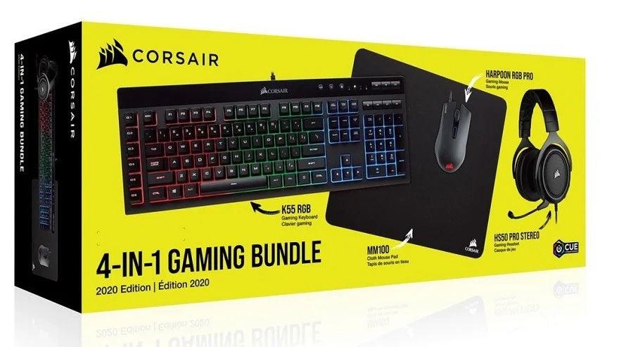 CORSAIR 4 IN 1 GAMING BUNDLE 2021 EDITION (K55 RGB PRO + MM100 MOUSE PAD + HARPOON RGB PRO MOUSE + HS50 PRO STEREO HEADSET) - DataBlitz