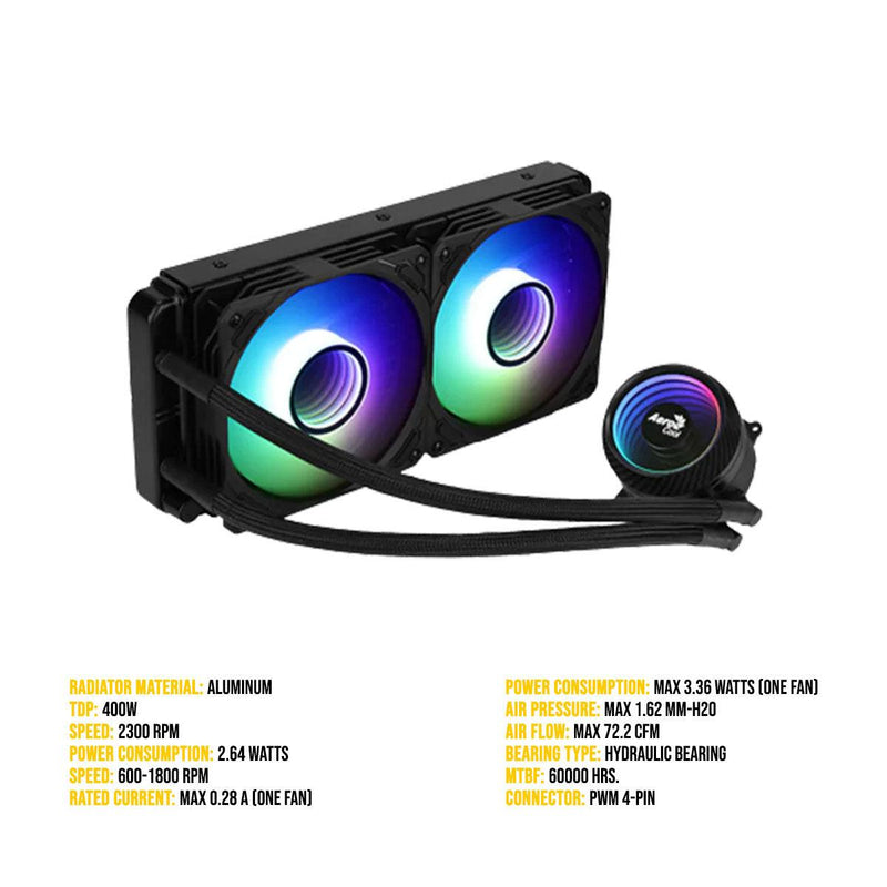 Aerocool Mirage L240 240MM ARGB Liquid Cpu Cooler (Black) - DataBlitz