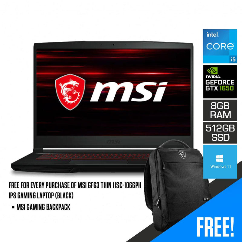MSI GF63 Thin 15.6 Gaming Laptop, 144Hz FHD, Intel Core i5-11400H