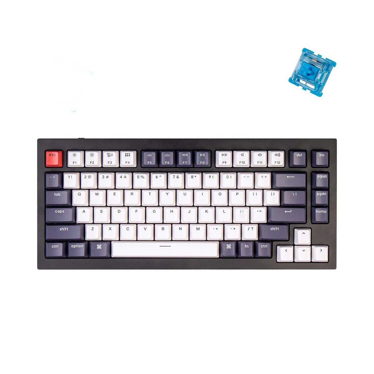 Keychron Q1 QMK Custom Mechanical Carbon Black Keyboard (Gateron Phantom Blue Switch) (Q1C2)