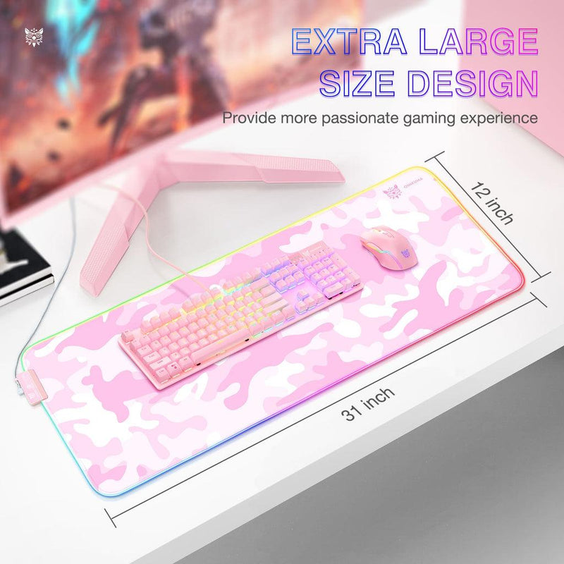 Onikuma G5 RGB Glowing Mouse Pad 800X300X4MM (MP005) (Pink) - DataBlitz