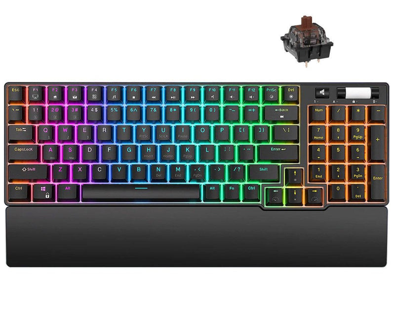 ROYAL KLUDGE RK96 Tri-Mode RGB 96 Keys Hot Swappable Mechanical Keyboard Black (Brown Switch) - DataBlitz