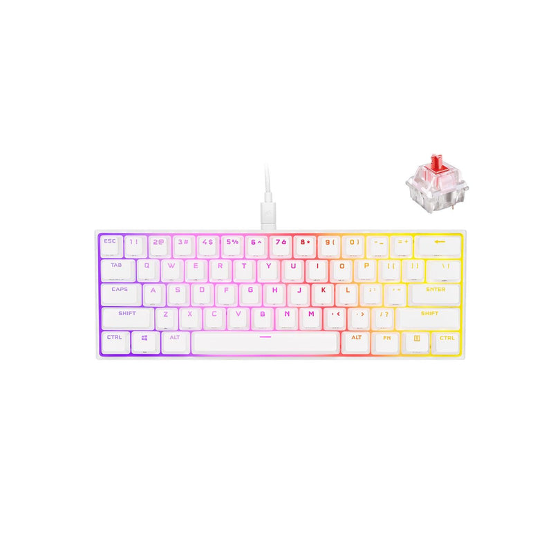 Corsair K65 RGB Mini 60% Mechanical Gaming Keyboard Cherry MX Red (White) - DataBlitz