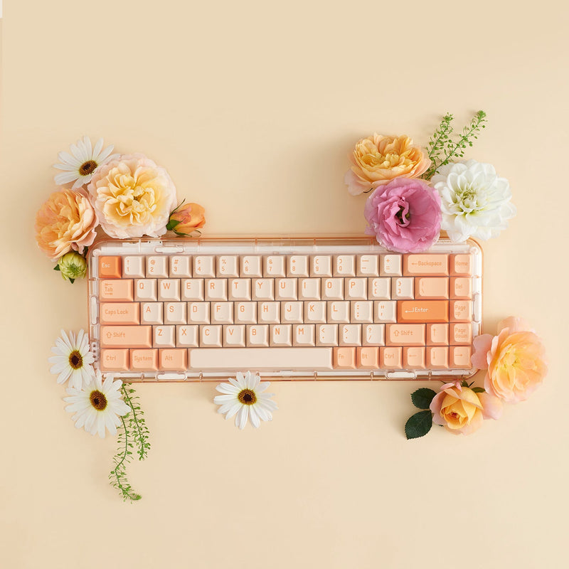 MelGeek MOJO68 Rose Custom & Programmable Mechanical Keyboard (Gateron Pro White)