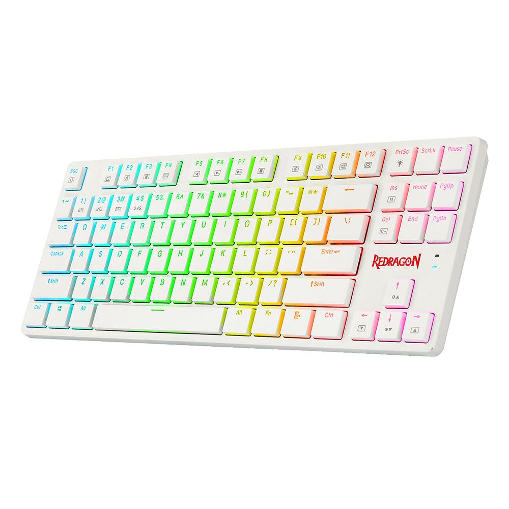REDRAGON ANUBIS WIRELESS/WIRED RGB MECHANICAL GAMING KEYBOARD WHITE (DUST-PROOF BROWN SWITCH) (K539W-RGB) - DataBlitz