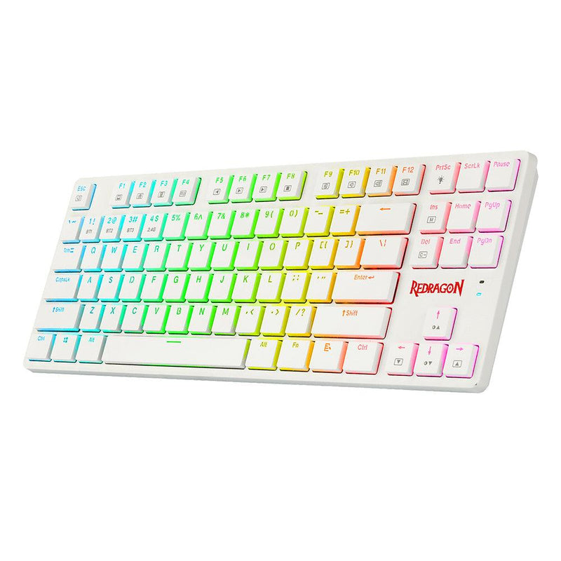 REDRAGON ANUBIS WIRELESS/WIRED RGB MECHANICAL GAMING KEYBOARD WHITE (DUST-PROOF BROWN SWITCH) (K539W-RGB) - DataBlitz