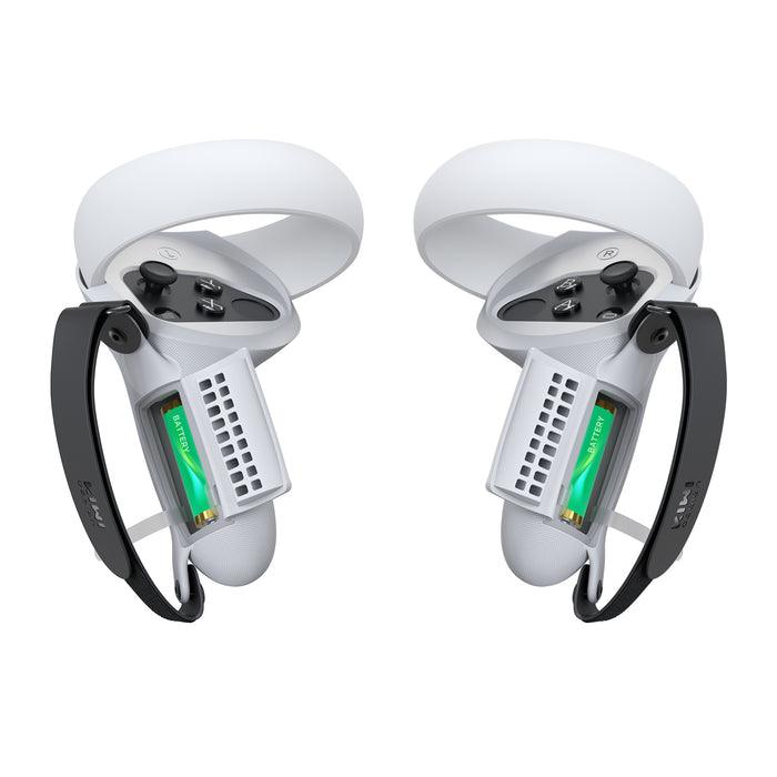 KIWI Design Controller Grips Cover With Battery Opening Compatible With Oculus Quest 2 (White) (KW-Q1PRO-2.2-FWH-US) - DataBlitz
