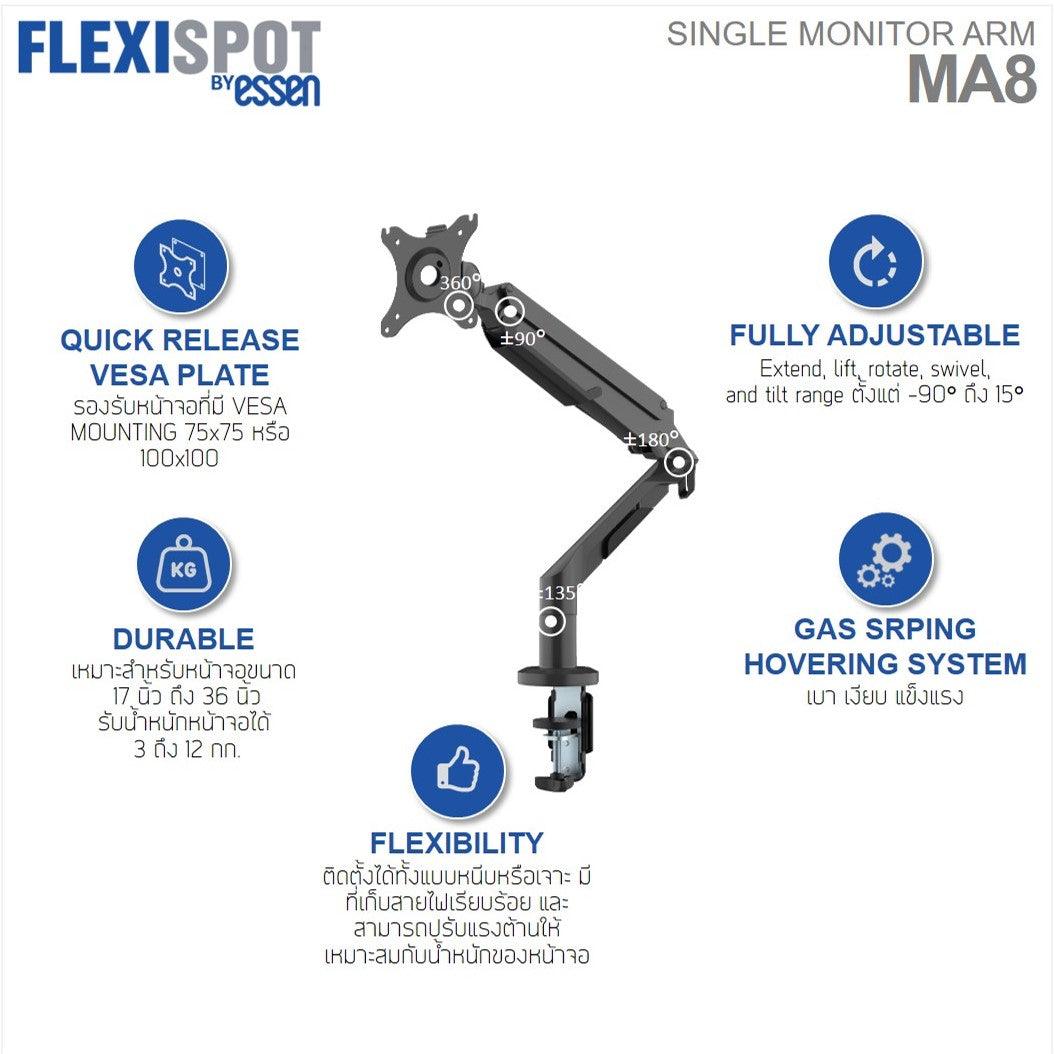 FLEXISPOT SINGLE MONITOR MOUNT 17-36 INCHES (BLACK) (MA8B) - DataBlitz