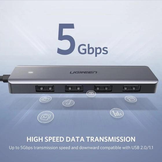 UGREEN 4-PORT USB 3.0 HUB + POWERED BY MICRO USB METAL PLATED SHELL ULTRA SLIM (CM219/50985) - DataBlitz