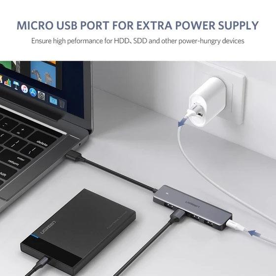 UGREEN 4-PORT USB 3.0 HUB + POWERED BY MICRO USB METAL PLATED SHELL ULTRA SLIM (CM219/50985) - DataBlitz