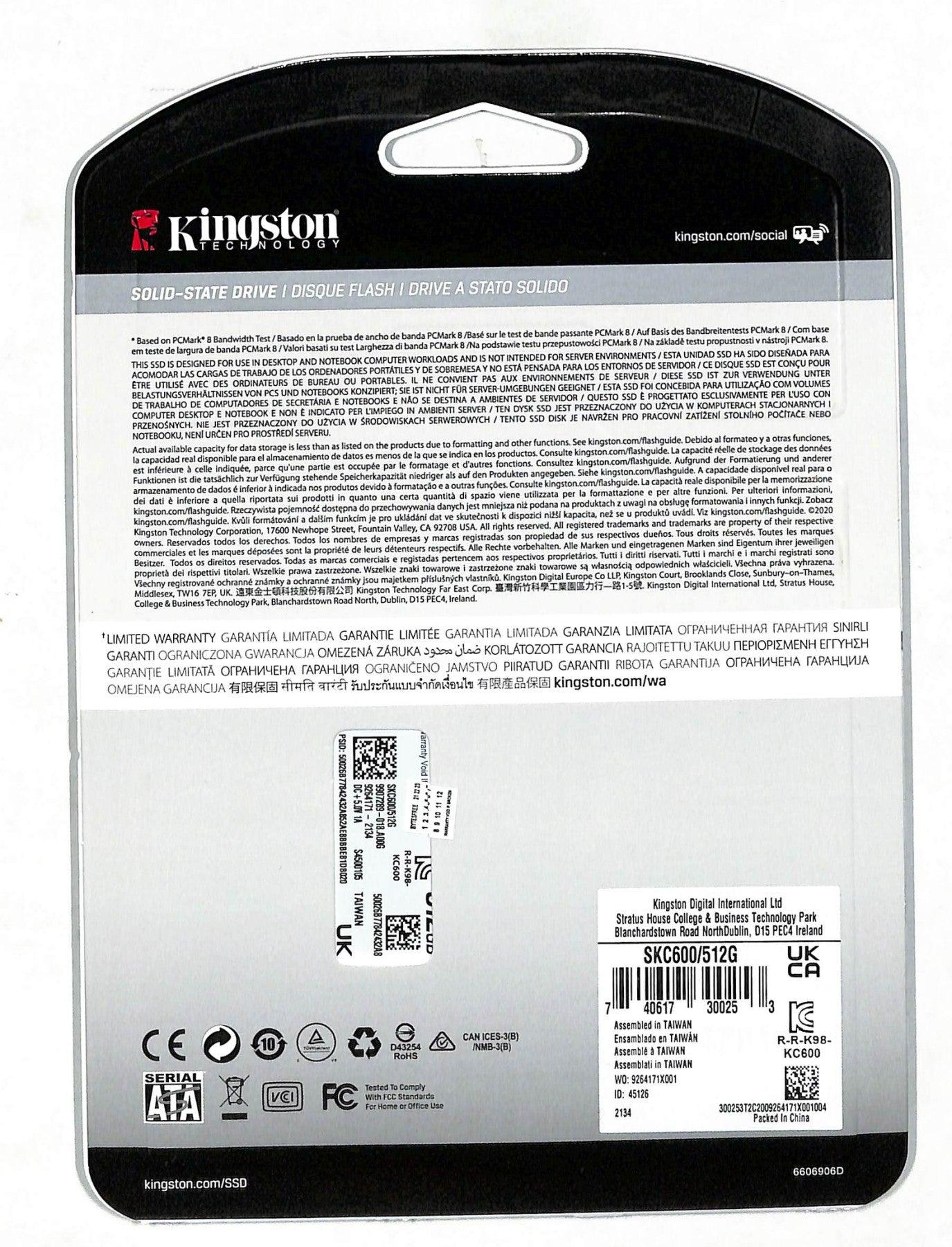 KINGSTON KC600 SATA 3 2.5" HARDWARE-BASED SELF-ENCRYPTING DRIVE WITH 3D TLC NAND 512GB SSD (SKC600/512G) - DataBlitz