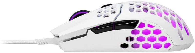 Cooler Master MM711 Gaming Mouse with Lightweight Honeycomb Shell, Ultraweave Cable and RGB Accents (Matte White) - DataBlitz