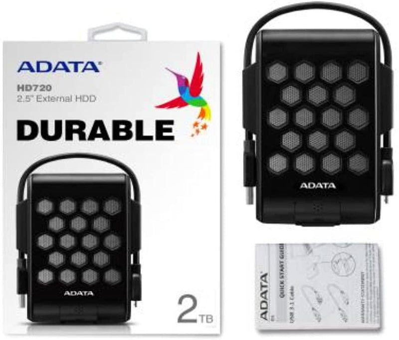 ADATA HD720 SHOCK-PROOF MILITARY GRADE TRIPLE-LAYER PROTECTION EXTERNAL HARD DRIVE 2TB (BLACK) - DataBlitz