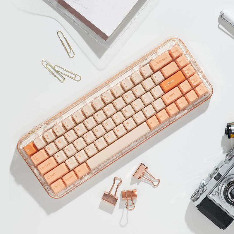 MelGeek MOJO68 Rose Custom & Programmable Mechanical Keyboard (Gateron Pro White)