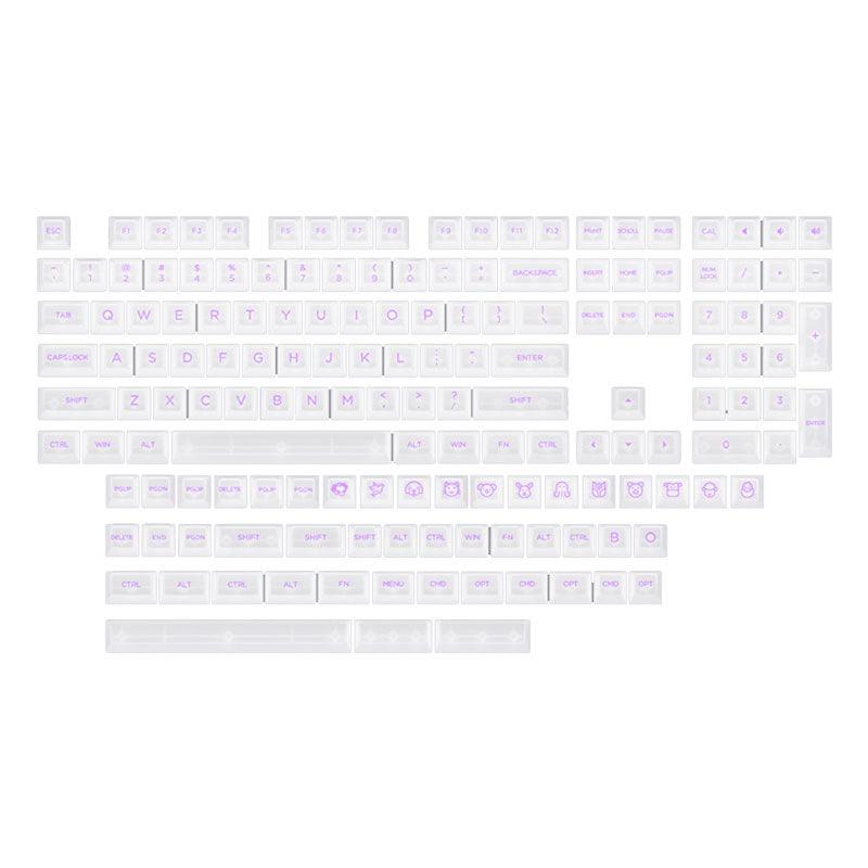 AKKO Clear Full Transparent Keycaps Set ASA 155 Keys Purple Character - DataBlitz