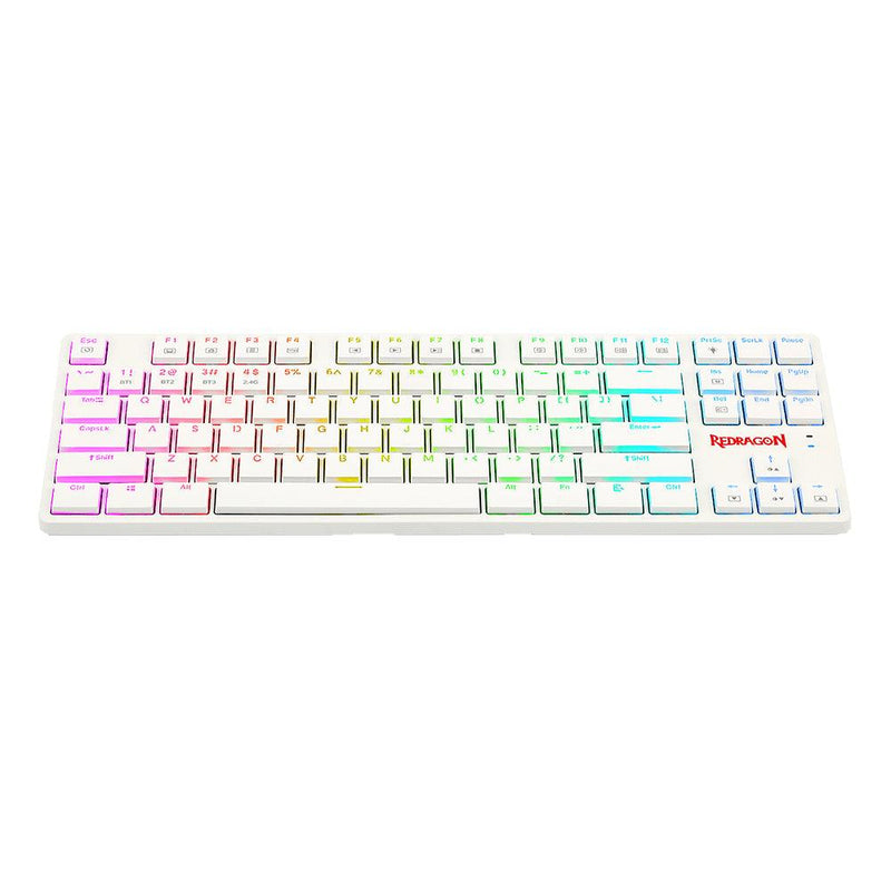 REDRAGON ANUBIS WIRELESS/WIRED RGB MECHANICAL GAMING KEYBOARD WHITE (DUST-PROOF BROWN SWITCH) (K539W-RGB) - DataBlitz