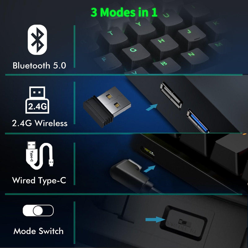 E-Yooso Z-11 Tri-Mode RGB 61 Keys Hot Swappable Mechanical Keyboard Black/Gray (Blue Switch) - DataBlitz