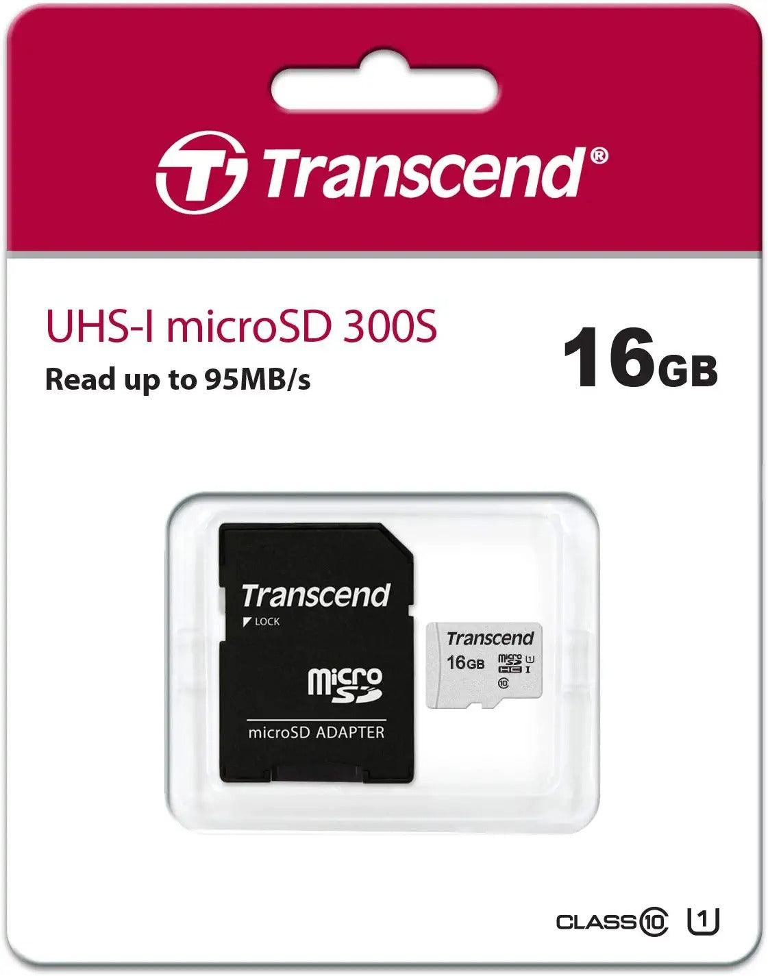 DataBlitz Transcend 16GB UHS-I MICROSD 300S W/Adapter