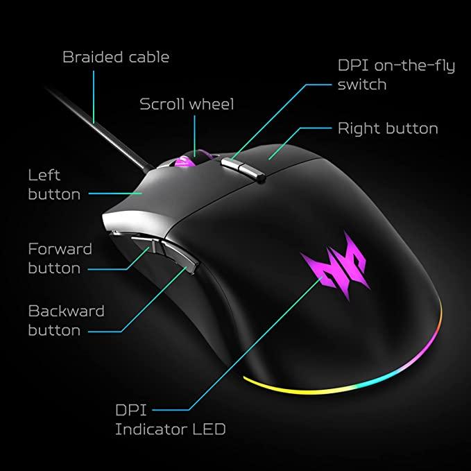 Acer Predator Cestus 330 Optical Wired Gaming Mouse (Black) (PMW920) - DataBlitz