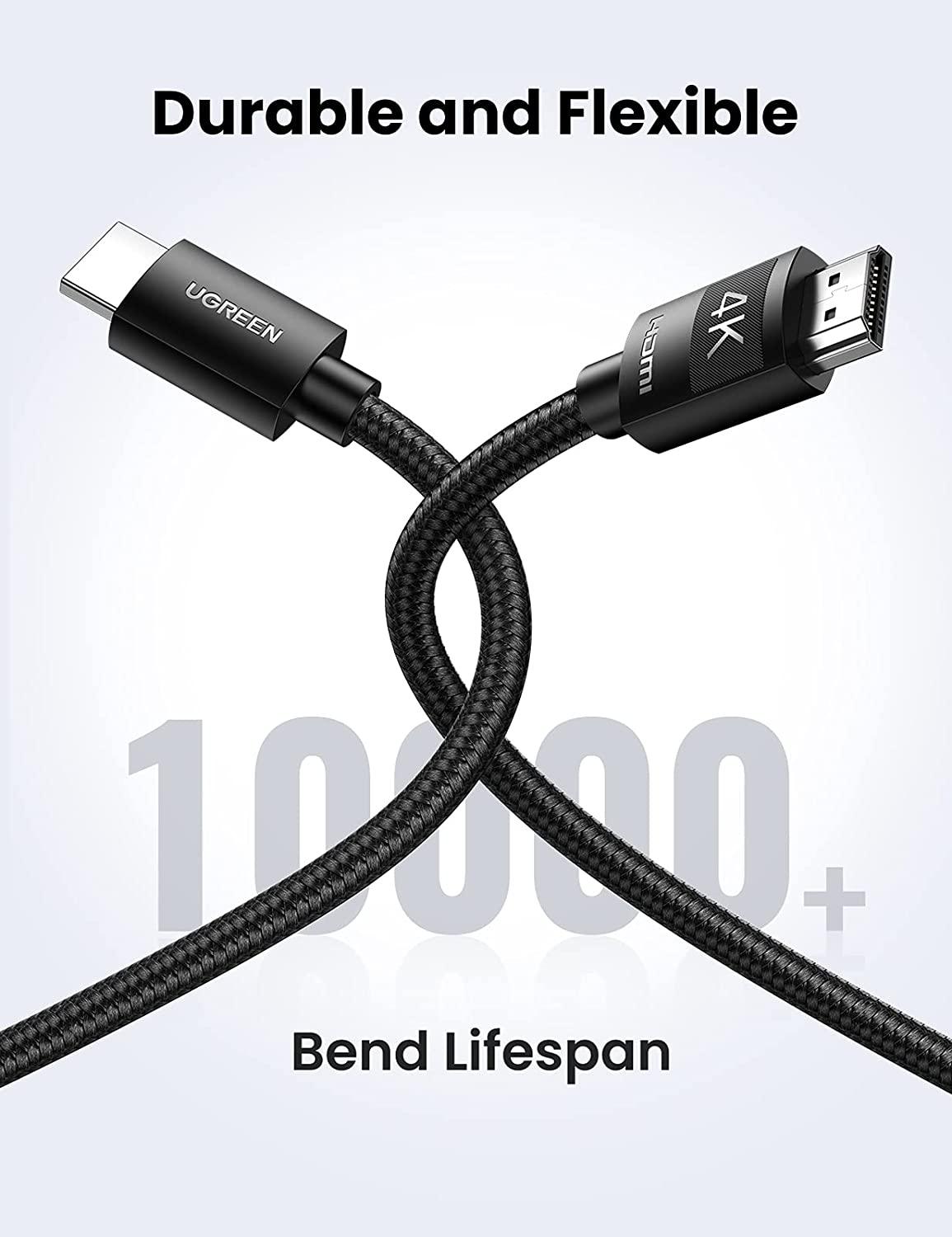 UGREEN 4K HDMI Male To Male Braided Cable 2m (Black) (HD119/40101) - DataBlitz