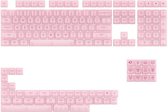 AKKO Clear Pink Transparent Keycaps Set ASA 155 Keys - DataBlitz