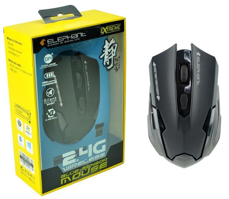 Elephant Extreme 2.4G Wireless Blue-Sensor Mouse (ELE-M519-BLACK) - DataBlitz