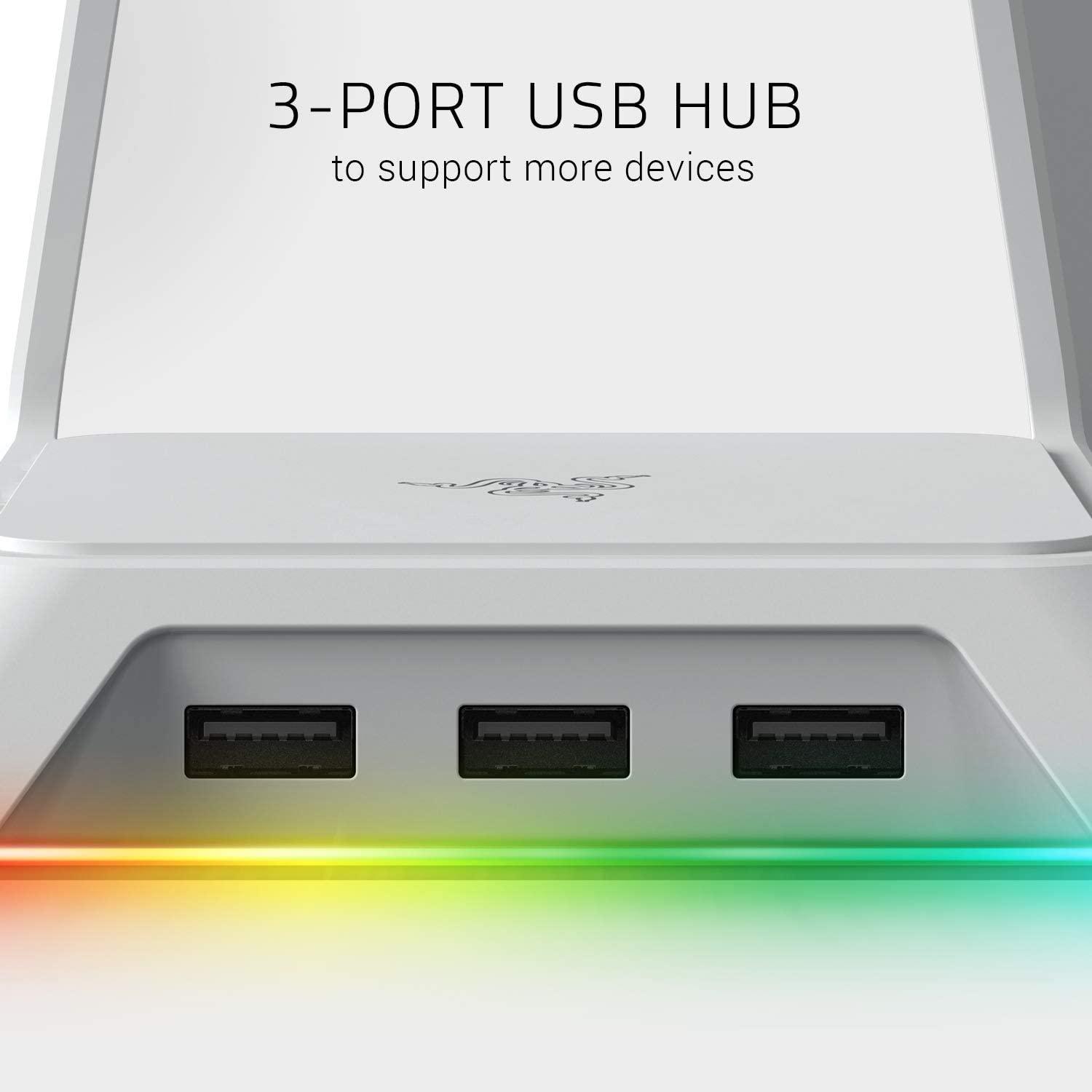 RAZER BASE STATION CHROMA HEADSET STAND WITH USB HUB (MERCURY) - DataBlitz