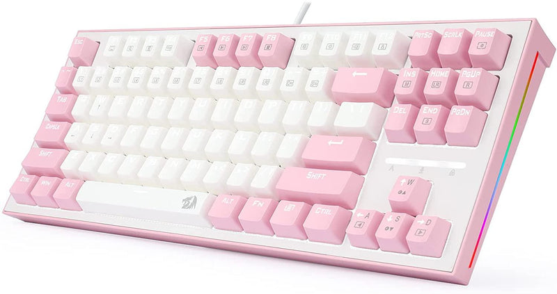 REDRAGON BES WHITE PINK MECHANICAL GAMING KEYBOARD (BLUE SWITCH) (K611-W1B) - DataBlitz