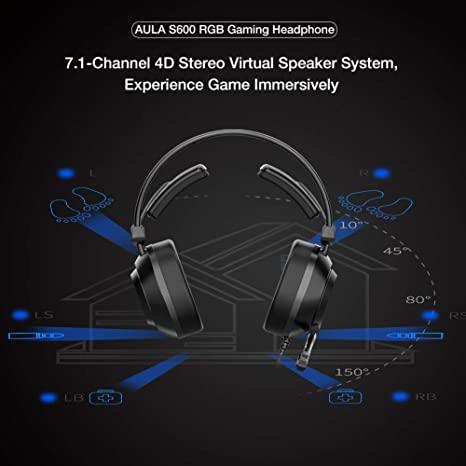 Aula Mountain S600 RGB Virtual 7.1 E-Sports Wired USB Gaming Headset - DataBlitz