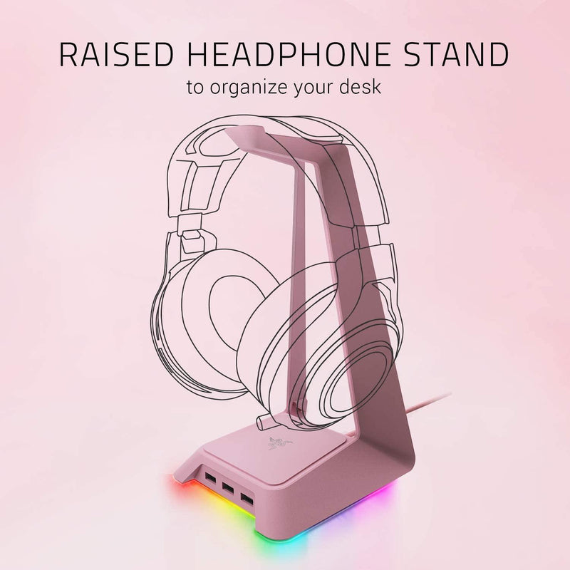 Usb Headset Base RAZER BASE STATION CHROMA HEADSET STAND WITH USB HUB (QUARTZ) - DataBlitz