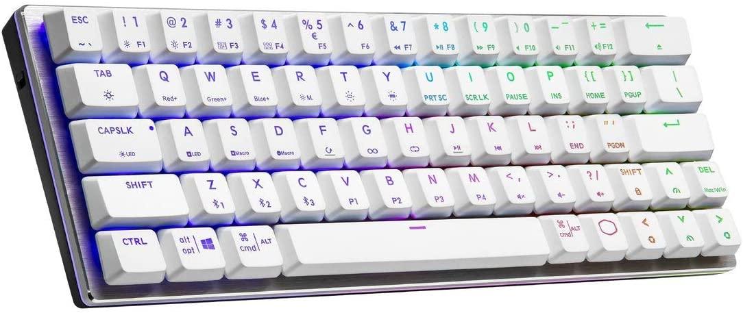 COOLER MASTER SK622 WIRELESS 60% MECHANICAL KEYBOARD SILVER WHITE WITH LOW PROFILE SWITCHES (BLUE RGB CLICKY) - DataBlitz