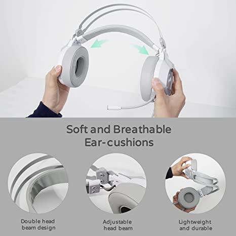Royal Kludge RK-E9000 With Mic Noise Cancelling RGB Lights Gaming Headset (White) - DataBlitz