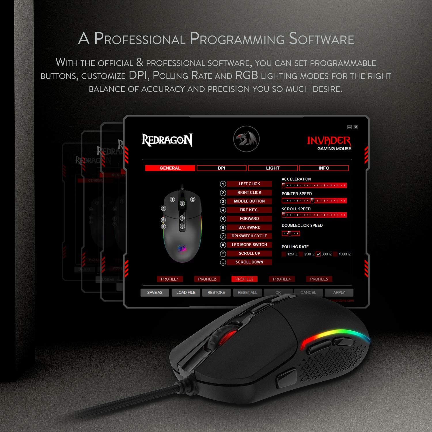 REDRAGON INVADER GAMING MOUSE (M719-RGB) - DataBlitz