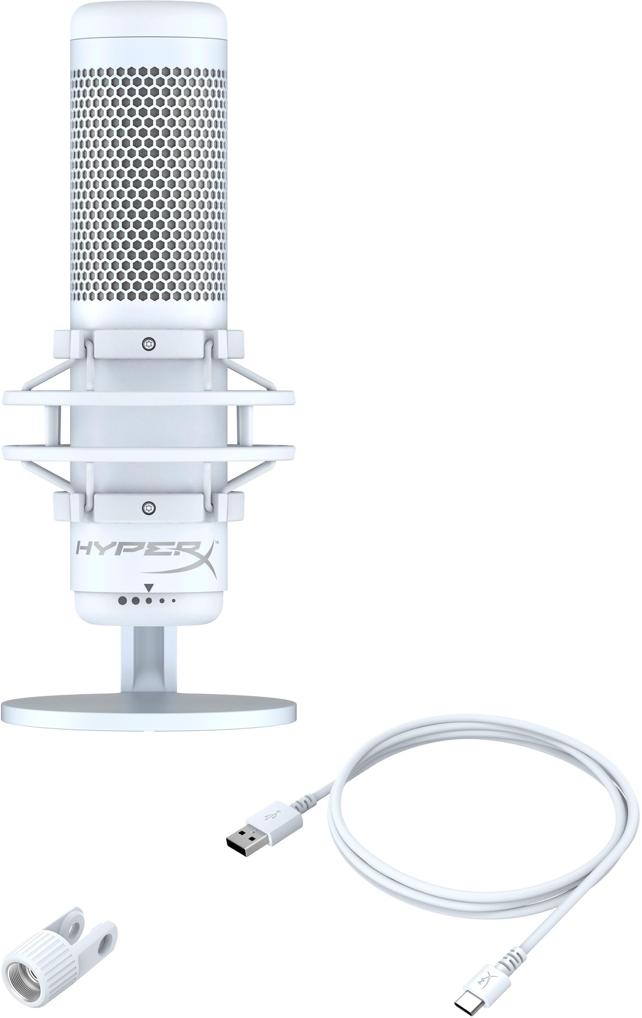 HyperX Quadcast S Wired Multi-Pattern USB Electret Condenser Microphone For PC/MAC/PS5/PS4 (White) - DataBlitz