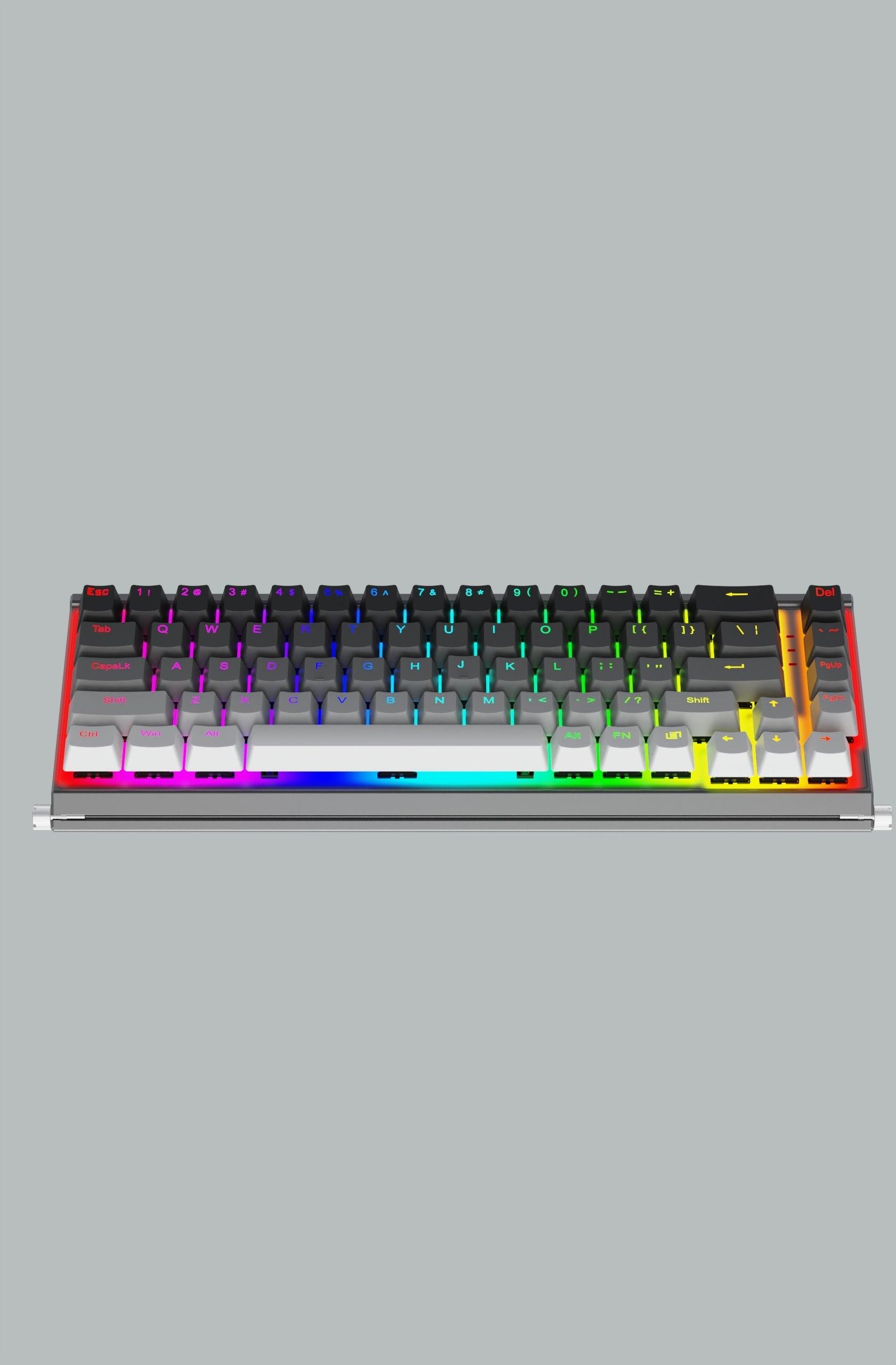 Redragon Shaco 60% Aluminum RGB Mechanical Keyboard With Tablet/Cellphone Stand & Palm Rest (Dust-Proof Outemu Red Switch) (Grey White) (K641G-GW-RGB) - DataBlitz
