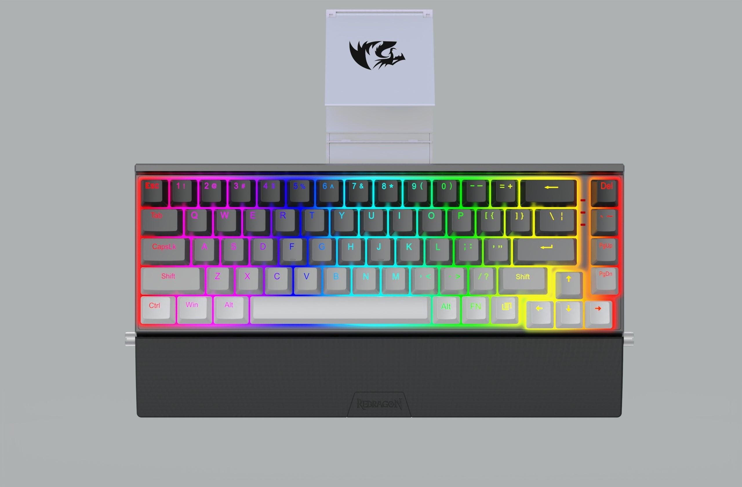 Redragon Shaco 60% Aluminum RGB Mechanical Keyboard With Tablet/Cellphone Stand & Palm Rest (Dust-Proof Outemu Red Switch) (Grey White) (K641G-GW-RGB) - DataBlitz