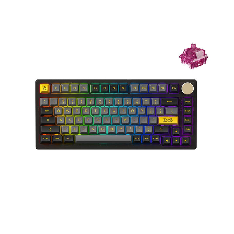 AKKO PC75B Plus V2 Black & Gold RGB Mechanical Keyboard (Akko CS Crystal Wine Red) - DataBlitz