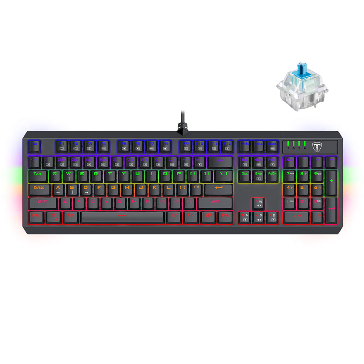 T-Dagger Pavones 104-Key Entry Level Wired Mechanical Keyboard With Side Light Effects (Blue Switch) (T-TGK319)