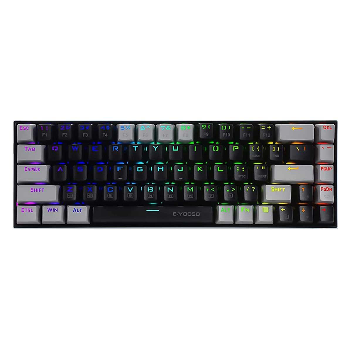 E-YOOSO Z-686 RGB 68 Keys Hot Swappable Mechanical Keyboard Black/Gray (Red Switch) - DataBlitz