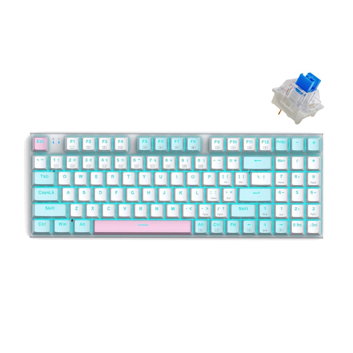 E-YOOSO Z-19 Single Light 94 Keys Hot Swappable Mechanical Keyboard White/Blue (Blue Switch) - DataBlitz