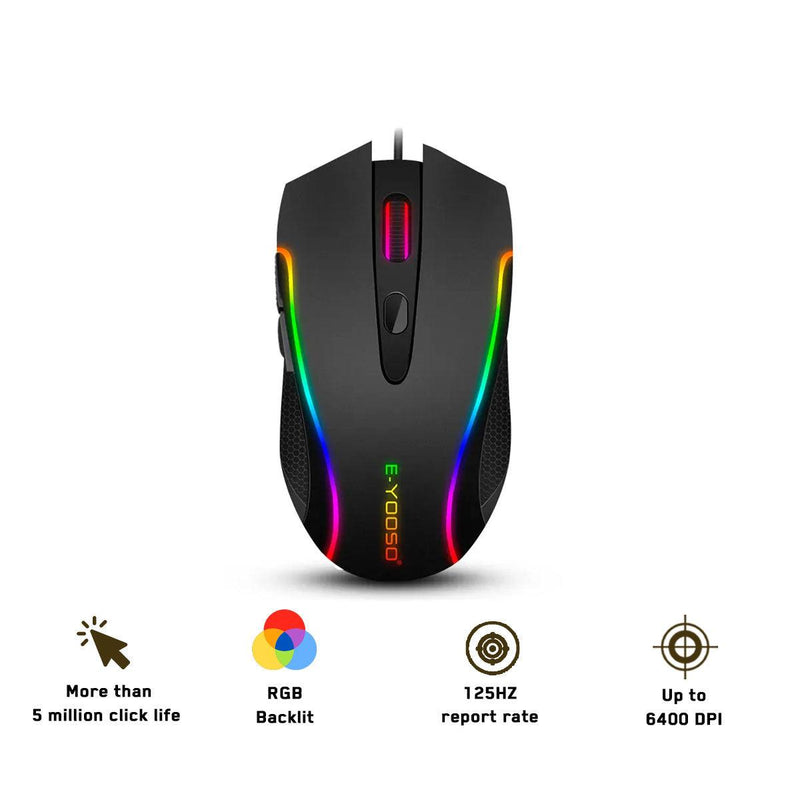 E-Yooso X-7 RGB Ergonomic Gaming Mouse (Black) - DataBlitz
