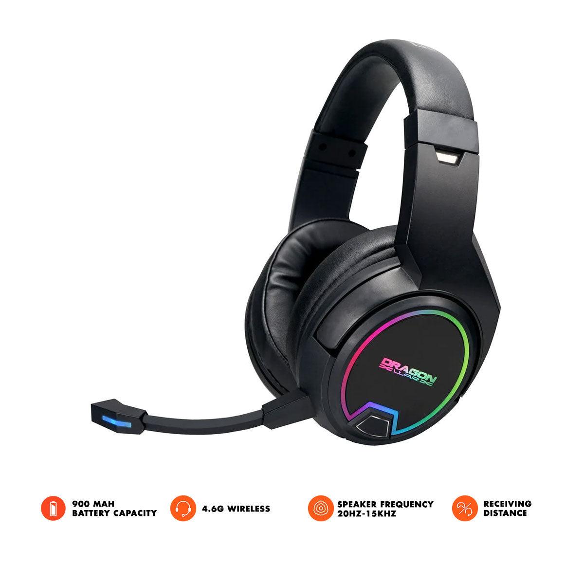 Dragonwar 2.4G RGB Wireless Gaming Headset With Stereo HD Sound (G-HS-015-Black) - DataBlitz