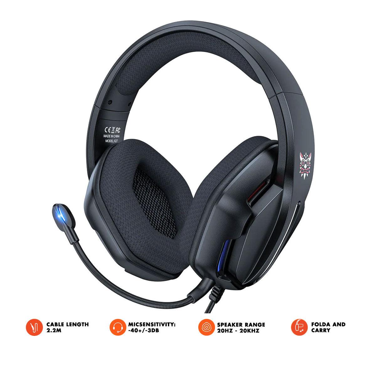 Onikuma X27 RGB Gaming Headset With Mic And Noise Cancelling (Black) - DataBlitz
