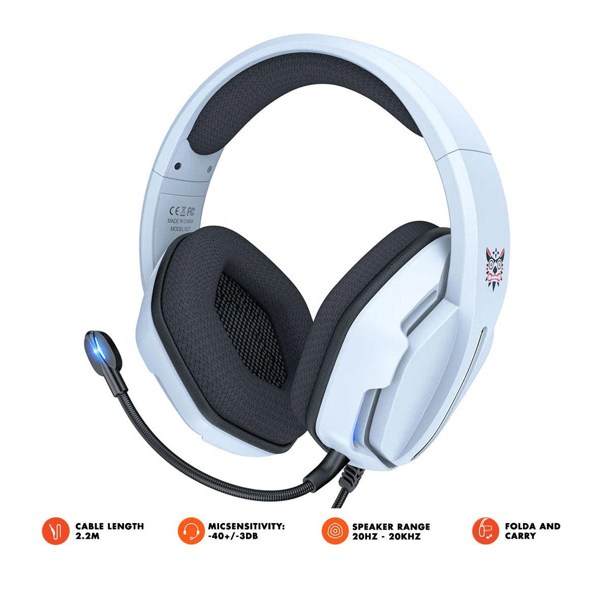 Onikuma X27 RGB Gaming Headset With Mic And Noise Cancelling (White) - DataBlitz