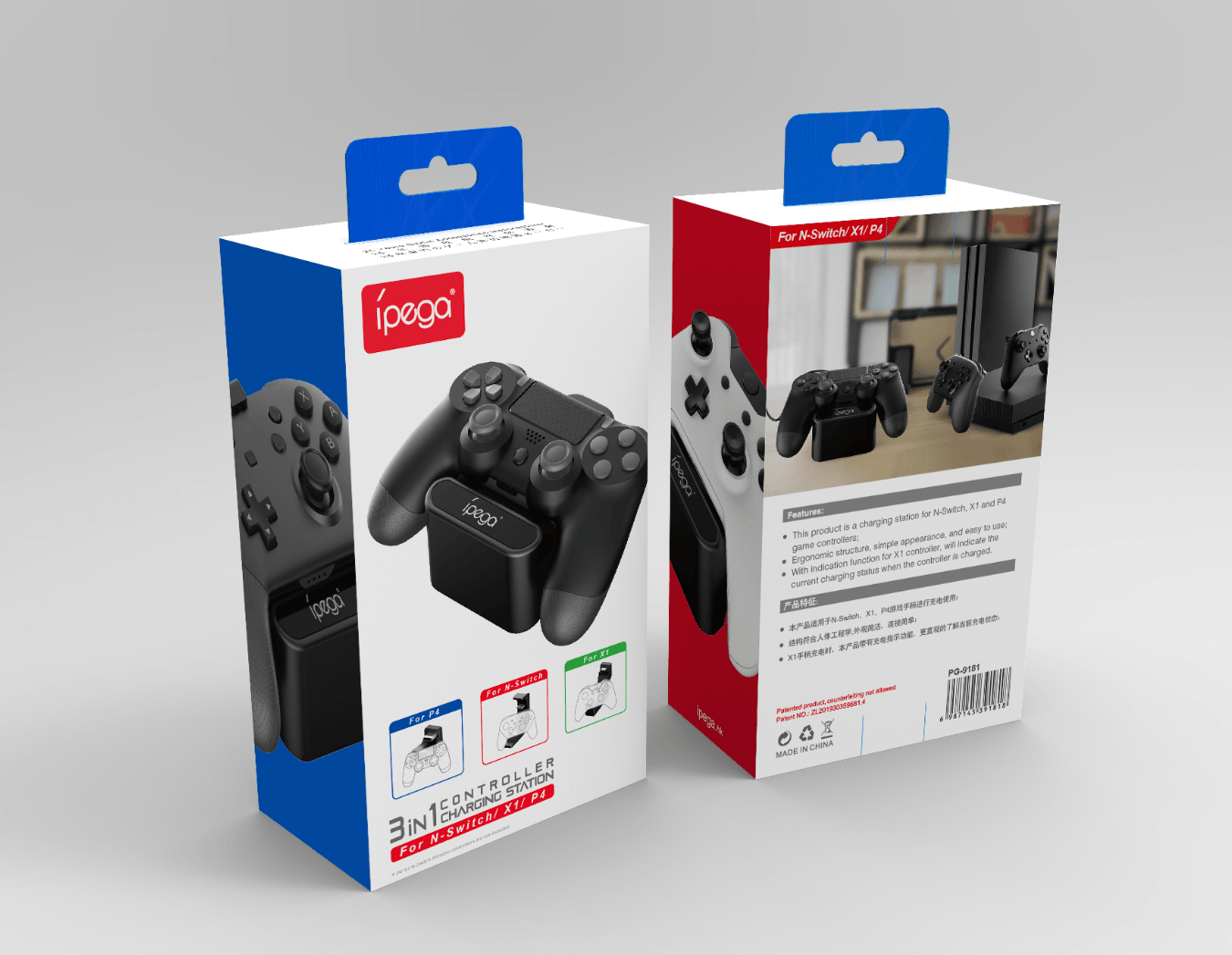 IPEGA 3 IN 1 CONTROLLER CHARGING STATION N-SWITCH/XBOXONE/PS4 (PG-9181) - DataBlitz